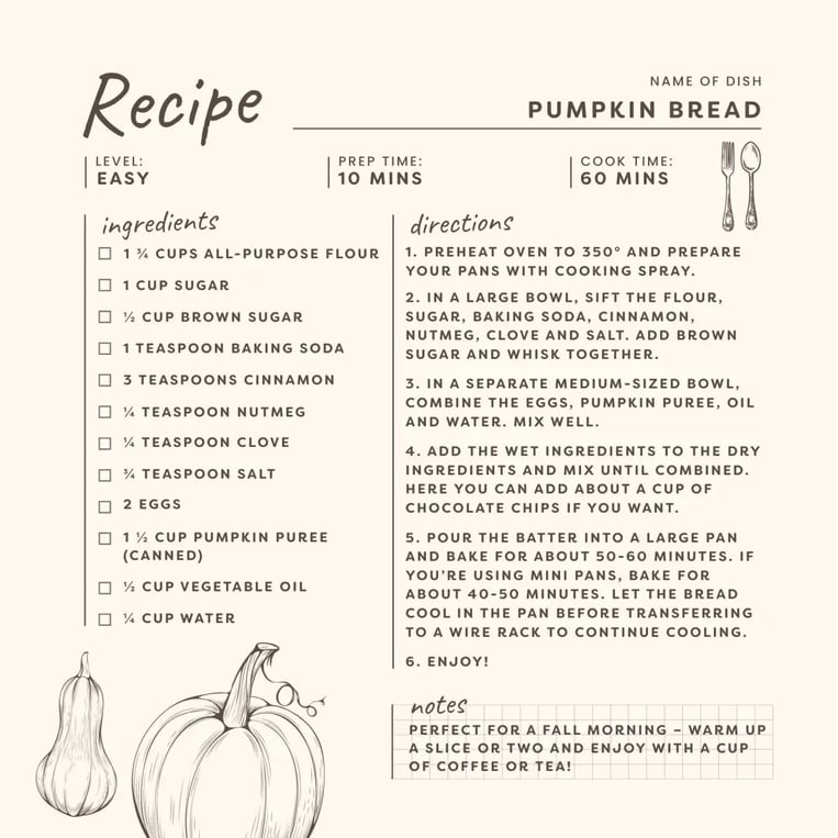 Pumpkin Bread Recipe