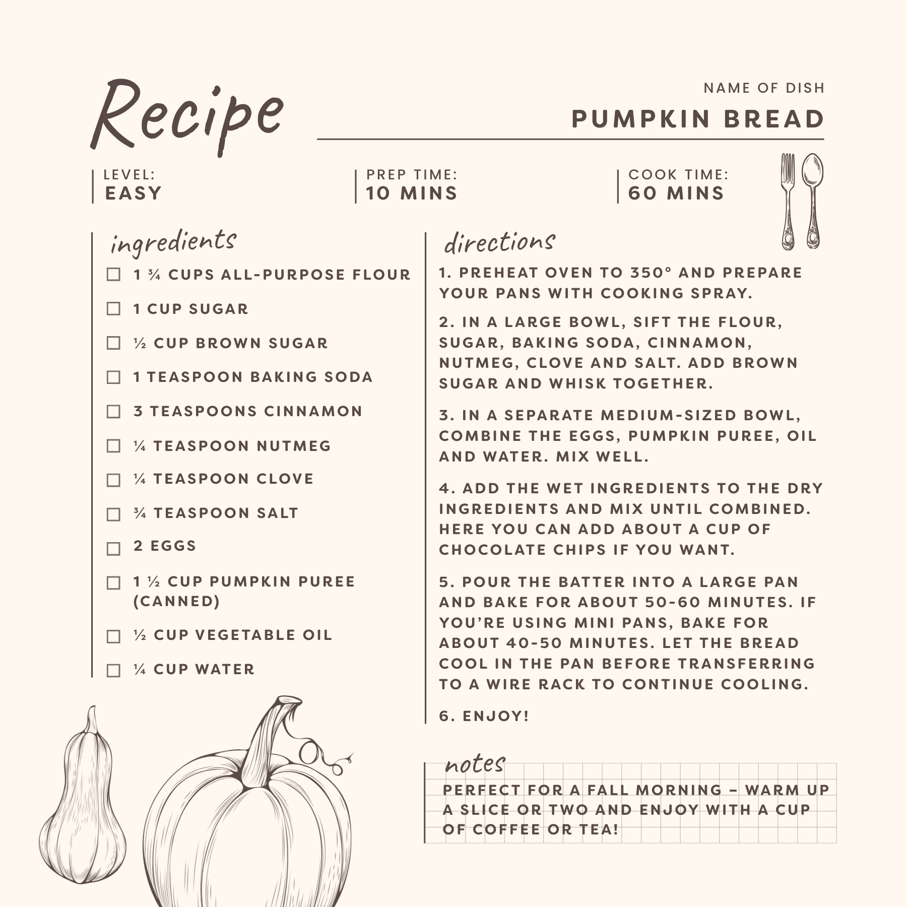 Pumpkin Bread Recipe